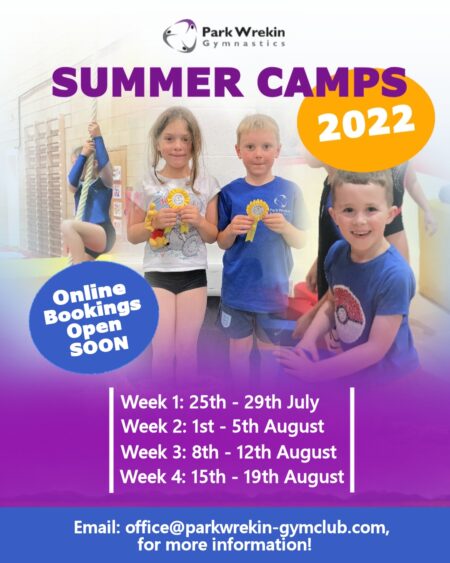 Summer Camps infographic - Park Wrekin Gymnastics